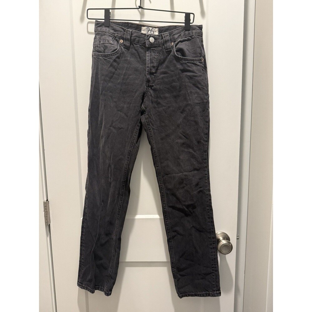 We The Free People Jeans 26 Gray Curvy Siren Low Rise Straight Stonewash Button